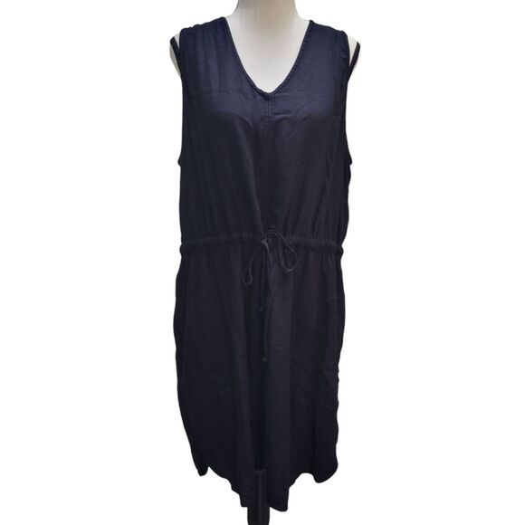Time and Tru Sz XXL (20) Viscose Light Sleeveless Black Utility Dress w/ Pockets - Picture 4 of 8